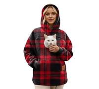 Dasongff Sudaderas con capucha para mujer invierno con bolsillo canguro y bolsillo de transporte para animales, sudadera canguro perro de gran tamaño con cremallera cómoda para amante de mascotas 1