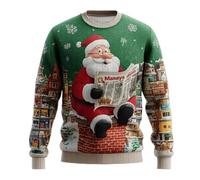 Dasongff - Suéter de Navidad para hombre, diseño creativo en relieve 3D, representante de Santa Claus, cálido y cómodo para las vacaciones de invierno y la víspera, verde, XXXL