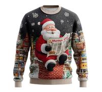 Dasongff - Suéter de Navidad para hombre, diseño creativo en relieve 3D, representante de Santa Claus, cálido y cómodo para las vacaciones de invierno y la víspera, Negro , XXXL