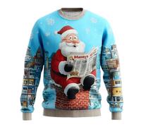 Dasongff - Suéter de Navidad para hombre, diseño creativo en relieve 3D, representante de Santa Claus, cálido y cómodo para las vacaciones de invierno y la víspera, azul claro, M