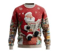 Dasongff - Suéter de Navidad para hombre, diseño creativo en relieve 3D, representante de Santa Claus, cálido y cómodo para las vacaciones de invierno y la víspera, A rojo., L
