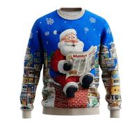 Dasongff - Suéter de Navidad para hombre, diseño creativo en relieve 3D, representante de Santa Claus, cálido y cómodo para las vacaciones de invierno y la víspera, azul, 5X-Large