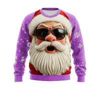 Dasongff - Suéter de Navidad para hombre, diseño creativo en relieve, representante de Santa Claus, cálido y cómodo para la ciudad, los viajes y el ocio, morado, XXL