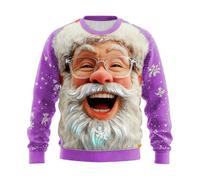 Dasongff - Suéter de Navidad para hombre, diseño creativo en relieve, representante de Santa Claus, cálido y cómodo para las vacaciones de invierno y la víspera, morado, XXXL