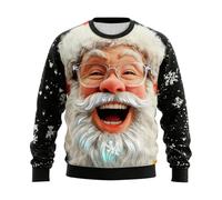 Dasongff - Suéter de Navidad para hombre, diseño creativo en relieve, representante de Santa Claus, cálido y cómodo para las vacaciones de invierno y la víspera, Negro , M