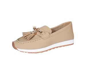 Dasongff - Zapatos de barco y mocasines ortopédicos flexibles para mujer con un solo hueco deportivo mocasín ortopédico de cuero transpirable cómodo ideal para practicar senderismo, beige, 38 EU