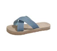 Dasongff Zapatos de playa mujer pie ancho mujeres pisos sandalias de verano bohemio flor con cuentas vestidas cómodo punta abierta elástico tobillo correa deslizante en sandalia romana, azul, 36 EU