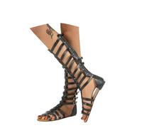 Dasongff Zapatos Sandalias Mujer Gladiador Romano Sandalias Verano Playa Sandalias Sandalias de Tiras hasta la Rodilla Botas Altas Sandalias Peep Toe Sandalias con Cordones Elegantes Rodilla Alta