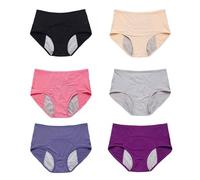 DASONLUE Braguitas absorbentes para incontinencia para mujer, paquete de 6 unidades, tejido de malla de color liso, cintura alta, capa de sellado envolvente, lavable, reutilizable, combinado, uso para