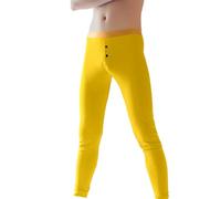 DASONLUE Calzoncillos térmicos largos de algodón para hombre, ropa interior térmica, ajustada, color puro, ropa interior funcional, transpirable, para otoño e invierno, largo Johns, amarillo, XL