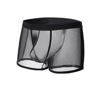 DASONLUE Calzoncillos tipo bóxer para hombre, seda de hielo, ropa interior fina, transparente, sexy, erótica, transparente, de secado rápido, transpirable, ropa interior gay, elástico, Negro , XXL