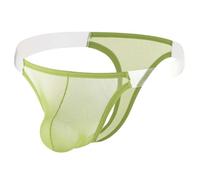 DASONLUE Calzoncillos transparentes para hombre, tanga, mini calzoncillos, calzoncillos de nailon, ropa interior, elásticos, cintura baja, mini bikinis, tanga sexy, verde claro, S