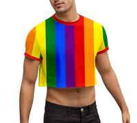 DASONLUE Camiseta de arco iris para hombre, camiseta multicolor, camiseta divertida para correr, bandera gay, ropa LGBTQ, camiseta del orgullo LGBT orgullo colorido gay, igualdad de derechos, azul