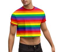DASONLUE Camiseta de arco iris para hombre, camiseta multicolor, camiseta divertida para correr, bandera gay, ropa LGBTQ, camiseta del orgullo LGBT orgullo colorido gay, igualdad de derechos, verde