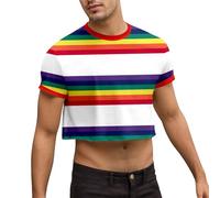DASONLUE Camiseta de arco iris para hombre, camiseta multicolor, camiseta divertida para correr, bandera gay, ropa LGBTQ, camiseta del orgullo LGBT orgullo colorido gay, igualdad de derechos, Blanco