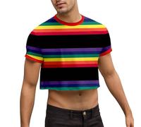 DASONLUE Camiseta de arco iris para hombre, camiseta multicolor, camiseta divertida para correr, bandera gay, ropa LGBTQ, camiseta del orgullo LGBT orgullo colorido gay, igualdad de derechos, 01 negro