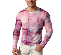 DASONLUE Camiseta de malla transparente para hombre, camiseta de compresión erótica, club nocturno, ropa elástica, camiseta de manga larga, sexy, aspecto mojado, cuello redondo, camisetas musculares