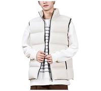 DASONLUE Chaleco acolchado ligero para hombre chaleco acolchado grueso con cremallera doble chaleco de plumas de color puro chaqueta de plumón con bolsillo con cremallera chaleco cálido de invierno
