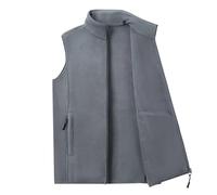 DASONLUE Chaleco de invierno para hombre, chaqueta gruesa de softshell con forro polar interior, chaqueta de exterior sin mangas, cómodo chaleco de forro polar, chaleco de trabajo, gris, 3XL