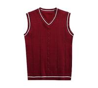 DASONLUE Chaleco de jersey para hombre, sin mangas, informal, de punto fino, cuello de pico, chaleco de lana, chaleco de punto, chaleco de invierno, chaleco ligero, informal, chaleco de trabajo