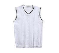 DASONLUE Chaleco de jersey para hombre, sin mangas, informal, de punto fino, cuello de pico, chaleco de lana, chaleco de punto, chaleco de invierno, chaleco ligero, informal, chaleco de trabajo