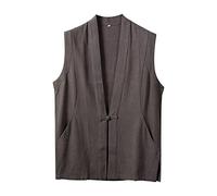 DASONLUE Chaleco de lino para hombre, chaleco de entrenamiento deportivo tradicional chino hecho a mano estilo tangzhuang artes marciales Kung Fu Tai Chi Qi Gong Wushu Taekwondo uniforme camiseta