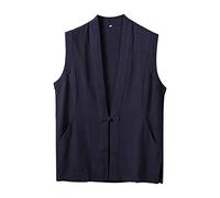 DASONLUE Chaleco de lino para hombre, chaleco de entrenamiento deportivo tradicional chino hecho a mano estilo tangzhuang artes marciales Kung Fu Tai Chi Qi Gong Wushu Taekwondo uniforme camiseta