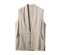 DASONLUE Chaleco de lino para hombre, chaleco de entrenamiento deportivo tradicional chino hecho a mano estilo tangzhuang artes marciales Kung Fu Tai Chi Qi Gong Wushu Taekwondo uniforme camiseta