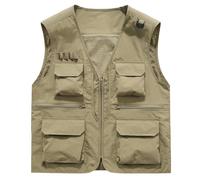 DASONLUE Chaleco de trabajo cargo para hombre, monocolor, moderno, reflectante, tejido de malla, transpirable, con características prácticas, uniforme de almacén y trabajo al aire libre, ligero