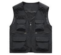 DASONLUE Chaleco de trabajo cargo para hombre, monocolor, moderno, reflectante, tejido de malla, transpirable, con características prácticas, uniforme de almacén y trabajo al aire libre, ligero