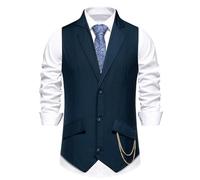 DASONLUE Chaleco de traje para hombre con cuello en V, chaleco blazer solapa con botón hacia abajo, chaleco de negocios, elegante chaleco formal de ajuste normal, chaleco informal de diseño