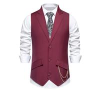 DASONLUE Chaleco de traje para hombre con cuello en V, chaleco blazer solapa con botón hacia abajo, chaleco de negocios, elegante chaleco formal de ajuste normal, chaleco informal de diseño