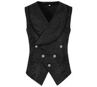 DASONLUE Chaleco medieval para hombre, estilo vintage, renacentista, estilo victoriano, ajustado, para Halloween, cosplay, disfraces, jacquard, chalecos tradicionales tradicionales, Negro , M