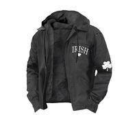 DASONLUE Chaqueta gruesa de invierno para hombre del Día de San Patricio, sudadera con forro polar vintage, chaqueta de forro polar, ajuste regular, chaqueta con capucha, chaquetas térmicas de