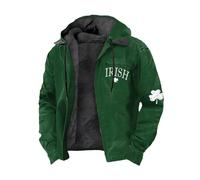 DASONLUE Chaqueta gruesa de invierno para hombre del Día de San Patricio, sudadera con forro polar vintage, chaqueta de forro polar, ajuste regular, chaqueta con capucha, chaquetas térmicas de
