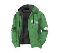 DASONLUE Chaqueta gruesa de invierno para hombre del Día de San Patricio, sudadera con forro polar vintage, chaqueta de forro polar, ajuste regular, chaqueta con capucha, chaquetas térmicas de