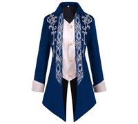 DASONLUE Disfraz de Halloween para hombre, chaqueta medieval, gótica, gabardina, Steam Punk, disfraz de esmoquin, palacio victoriano, vintage, disfraz de mago