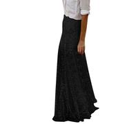 DASONLUE Falda Larga de Lentejuelas para Mujer - Brillante Bodycon Largo Falda Sirena Elegante Corte Ajustado Cintura Elástica Brillante Hasta El Piso Vestido De Lentejuelas Con Plisado Midi Falda