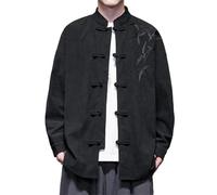 DASONLUE Hombres Tradicional Chino Estilo Camisas Tang Traje Ropa Kung Fu Tai Chi Holgada Hanfu Camisa Vintage Casual Camisa de Ambos lados Recubrimiento Chaqueta Manga Larga Artes Marciales Nacional