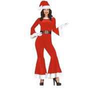 DASONLUE Mono de Navidad para mujer, bonito vestido de Navidad y sombrero, manga larga, mono acampanado y gorro de Navidad, conjunto de Navidad, vacaciones, cosplay, trajes de fiesta