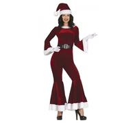 DASONLUE Mono de Navidad para mujer, bonito vestido de Navidad y sombrero, manga larga, mono acampanado y gorro de Navidad, conjunto de Navidad, vacaciones, cosplay, trajes de fiesta