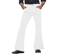 DASONLUE Pantalones de baile para hombre, color puro, vintage, discoteca, años 70, ropa de club, carnaval, pantalones elegantes, informales, elásticos, festivos, cintura media, pantalones casuales