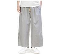 DASONLUE Pantalones de yoga suaves japoneses para hombre, seda de hielo, hakama-Kung-Fu, pantalones con dobladillo ancho, kimono de Wushu, pantalones anchos chinos, pantalones anchos de hip hop