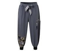 DASONLUE Pantalones harén de lino para hombre, kimono tradicional japonés, hip hop, pantalones de jogging, ropa asiática, pantalones cortos impresos, pantalones de ocio, pantalones deportivos