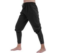 DASONLUE Pantalones piratas para hombre, pantalones medievales, góticos, steampunk, victorianos, Halloween, carnaval, cosplay, transpirables, con bolsillos, vampiro, cosplay, carnaval, carnaval, Negro