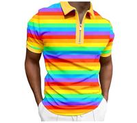 DASONLUE Polo de manga corta para hombre, traje del orgullo, polos LGBTQ, arcoíris, Gay Amor, camiseta LGBTQ, camisa pride transpirable, camiseta hawaiana, arco iris, camiseta arcoíris, morado, 3XL