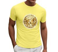 DASONLUE Retro Party Disco Bola Print Camiseta Hombre Divertido Estampado Camiseta Cuello Redondo Camiseta Deportiva Monocolor Transpirable Manga Corta Corte Estrecho Camisetas de Verano Cómodas