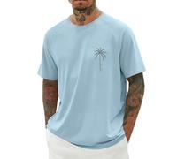 DASONLUE T Shirts Herren Oversized Sommer Tshirt Los Angeles Tops Loose Fit T Shirt Lang Tops Kurzarm Shirmshirt Sportshirt mit Tollen Print leichte Freizeithirt Casual Modern Trainingsshirt, O Azul