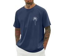 DASONLUE T Shirts Herren Oversized Sommer Tshirt Los Angeles Tops Loose Fit T Shirt Lang Tops Kurzarm Shirmshirt Sportshirt mit Tollen Print leichte Freizeithirt Casual Modern Trainingsshirt, O Navy