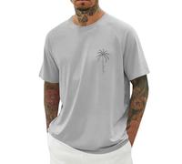 DASONLUE T Shirts Herren Oversized Sommer Tshirt Los Angeles Tops Loose Fit T Shirt Lang Tops Kurzarm Shirmshirt Sportshirt mit Tollen Print leichte Freizeithirt Casual Modern Trainingsshirt, O Gris